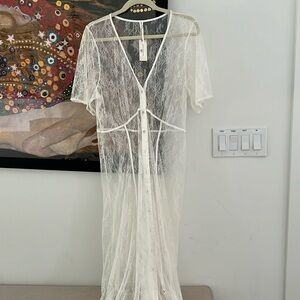 Anthropologie sheer dress kimono L NWT